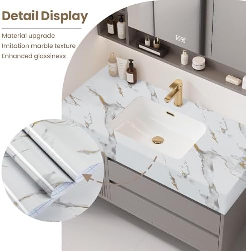 Marble Contact Paper Gold Peel and Stick Wallpaper - Image 4