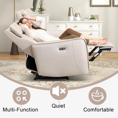 EBELLO Power Reclining Sofa Set, Faux Leather Electric Swivel and Rocking - Image 4