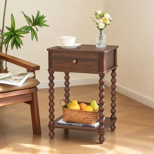 AWASEN Walnut Nightstand, Small End Table - Image 2