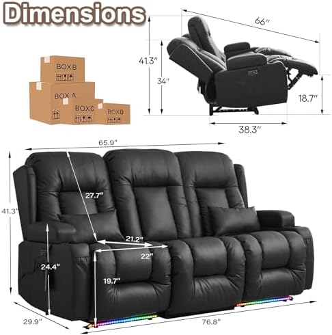 TUNYI Power Loveseat Recliner Sofa - Image 2
