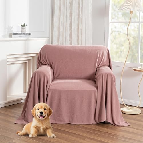 MYSKY HOME Pink Sofa Cover, Couch Covers by MYSKYHOME