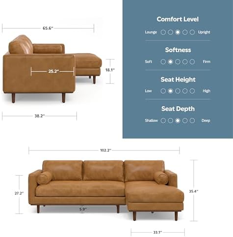 SIMPLIHOME Morrison 102" Full-Grain Leather Right-Facing Sectional Sofa - Image 3