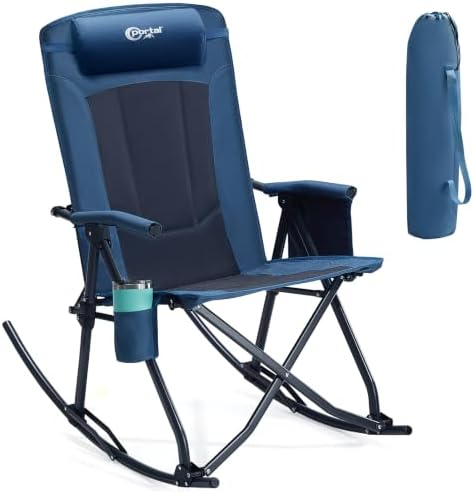 Portal Oversized Folding Rocking Camping Chair Portable Outdoor 400 lb Blue by PORTAL