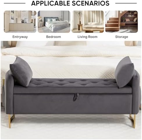 48" End of Bed Bench, Modern Storage Bench - Image 4
