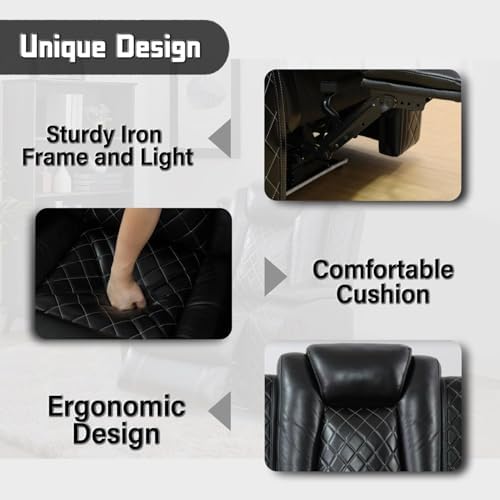 Power Recliner Set with LED Lights, Air Leather Reclining Set with USB - Image 6