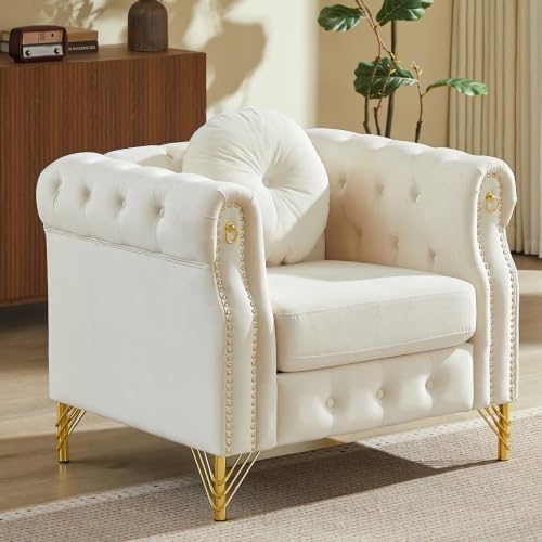37" Velvet Chesterfield Single Sofa Chair by Kolavess