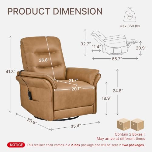 KISLOT Swivel Power Recliner Chair, Hand Remote - Image 2