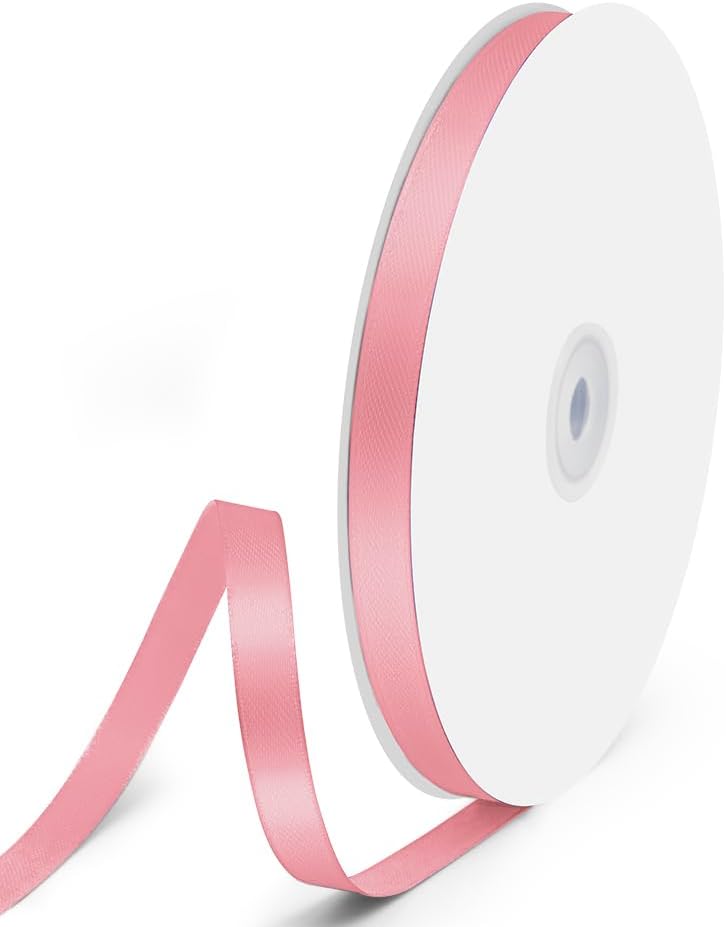 3/8" x 100 Yards Satin Ribbon - Rose Gold Silk Ribbon with Spool - Ideal for Gift Wrapping, Floral Bouquets, Crafts, Wedding Party Decorations, Christmas and Sewing Projects