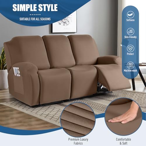 TAOCOCO Recliner Sofa Slipcover, 3 Pieces Polyester Fabric Stretch Sofa Covers - Image 2