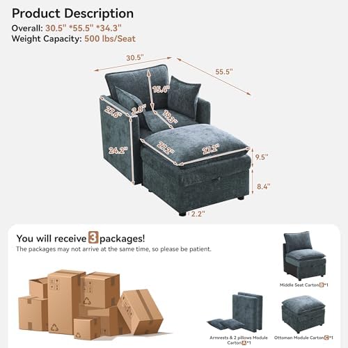 30" Cloud Modular Single Sofa Chair - Image 2
