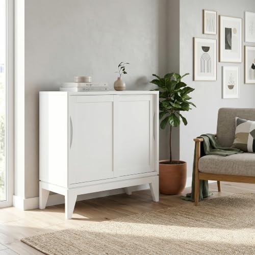 SIMPLIHOME Harper 48" Wide Solid Wood Storage Cabinet in Black - Image 4