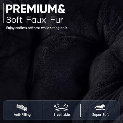 DUMOS Comfy Saucer Chairs Cozy Faux Fur Soft Lounge Cute Folding Bedroom Living - Image 5
