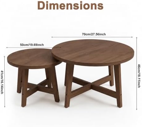 WILLIAMSPACE Round Wooden Nesting Coffee Table Set of 2 - Image 2