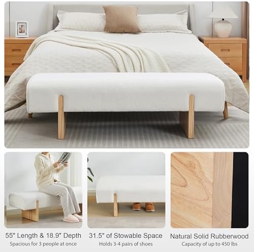 Zesthouse Solid Wooden Bench for Bedroom, Modern Accent Entryway Bench - Image 3