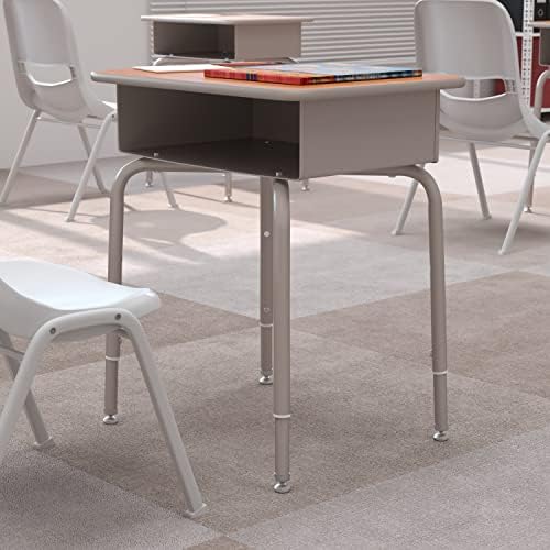 Flash Furniture Metal Student Desk, Walnut/Silver by FlashFurniture