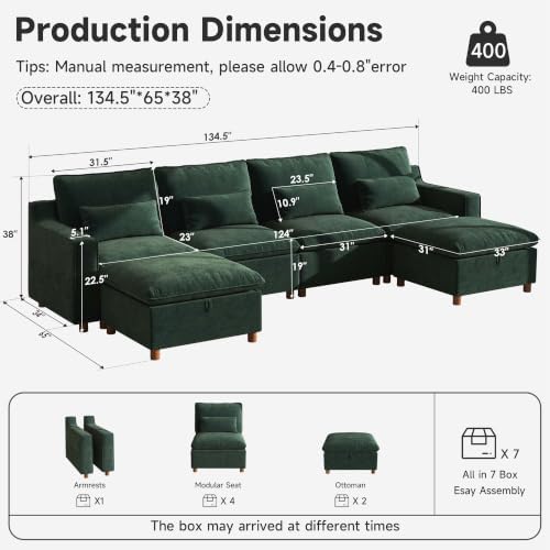 Ihanherry 134" Modular Sectional Sofa - Image 2
