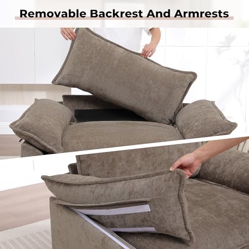 Modern Oversized Accent Chairs Set of 2, Chenille Cloud Sofa Chair - Image 5