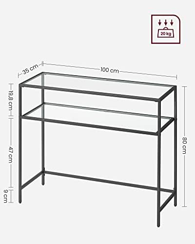 VASAGLE 39.4 Inchs Console Sofa Table, Tempered Glass, 2 Shelves - Image 3