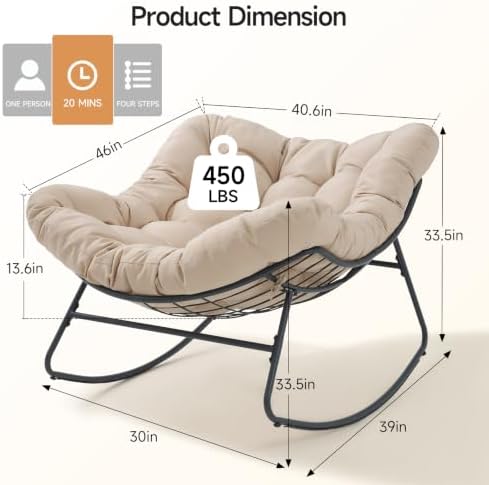 Papasan Rocking Chair, Oversized Outdoor Egg Chair - Image 2