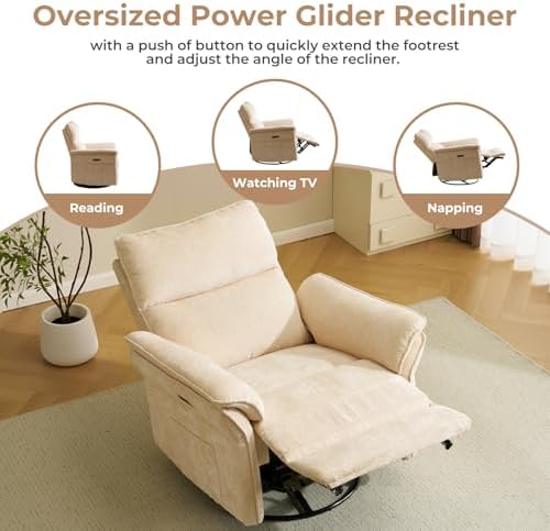 Oversized Power Recliner Chair Swivel Glider - Image 5