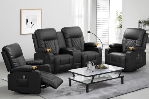 YONISEE Living Room Furniture Set, Loveseat Recliner and 2PC Massage Recliner by ADDEASETOYOURDAYALLINYONISEE
