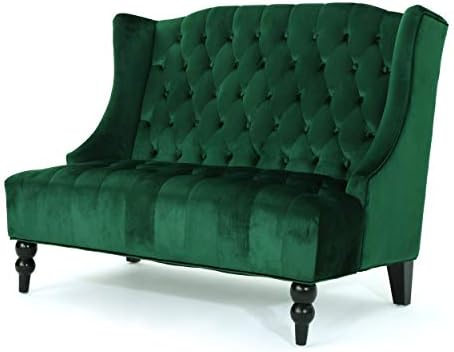 Modern Tufted Velvet Wingback Loveseat, Tufted Velvet 2 Seat Couch Sofas - Image 4