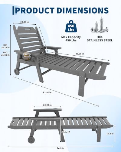 2 Pack HDPE Lounge Chair Outdoor - Image 2