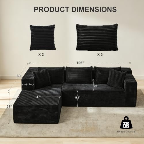 106" L Shaped Modular Cloud Sectional Sofa - Image 3