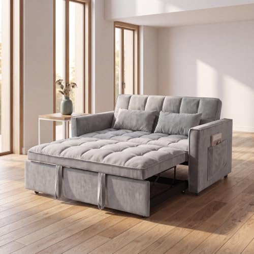 Sleeper Sofa Bed with Adjustable Backrest & Side Pockets - Image 2
