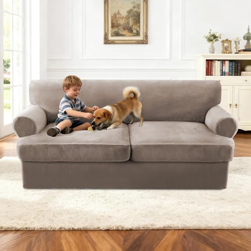 Turquoize T Cushion Sofa Slipcover 3 Piece Sofa Covers - Image 3