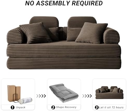 78.8" Futon Sofa Bed with High Back, Boneless Couches - Image 6