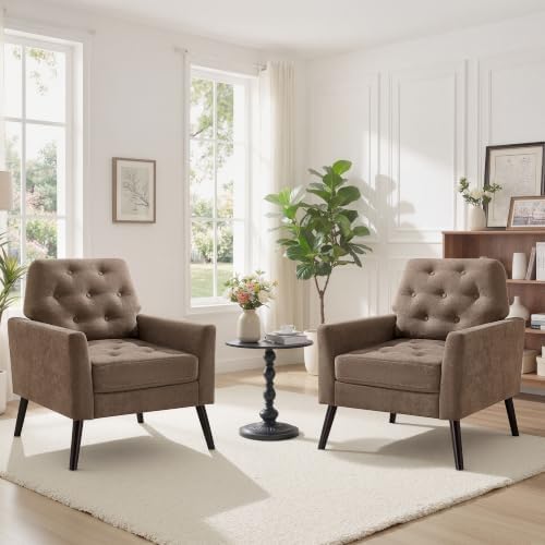 Accent Chair Set of 2, Mid Century Modern Living Room Chairs Reading Chair by YUUIJOAA