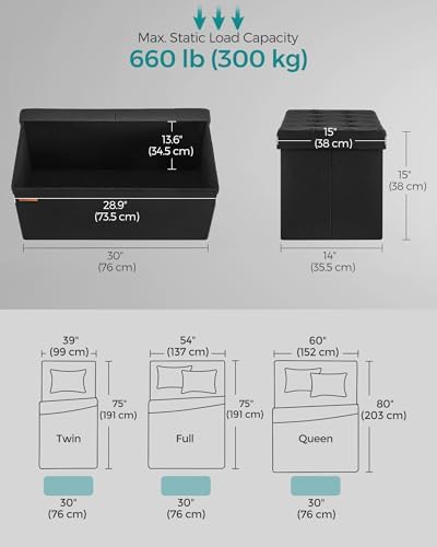 SONGMICS 30 Inches Storage Ottoman, Foldable Bench - Image 3