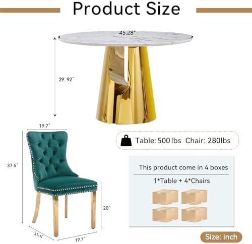 45” Round Dining Table Set For 4, Kitchen Table - Image 6