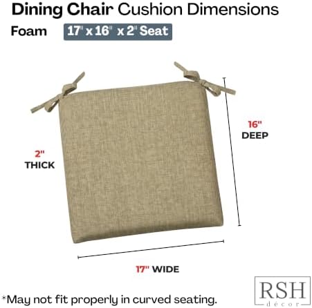 RSH DECOR: Sunbrella Foam Chair Cushions Set of 2 | 17" x 16" x 2" | - Image 3