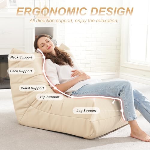 Hobestluk Bean Bag Chair Adult Leather Togo Chair Memory Foam Living Room - Image 4