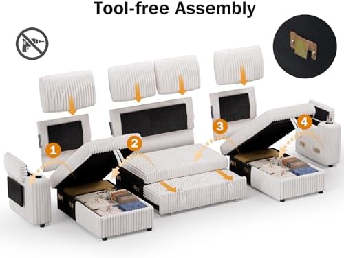 WEUP 108" Modular Sectional Sleeper Sofa - Image 3