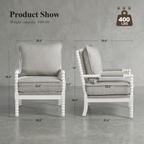 DUHOME Linen Fabric Spindle Accent Chairs Set of 2 - Image 2