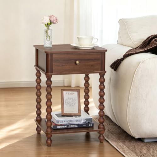 AWASEN Walnut Nightstand, Small End Table - Image 6