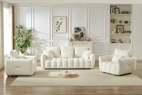 Antetek Set of 3 Teddy Fabric Sofa by Antetek