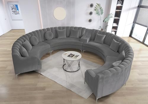 Legend Vansen Semicircle Modular Curved Velvet Sectional Sofa, 141.34”Oversized - Image 3