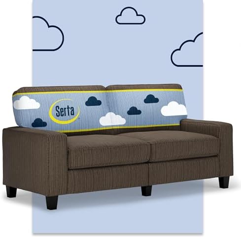 Serta Palisades 73" Track Arm Sofa, Easy Care Polyester, Soft Pillow Back by Serta