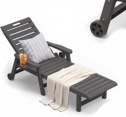 Outdoor Chaise Lounge Chairs, 5-Position Adjustable Backrest, Waterproof by ASKPASS