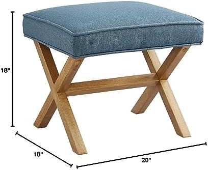 Amazon Basics Small Ottoman Foot Rest, Mid-Century Modern X Square Upholstered - Image 7