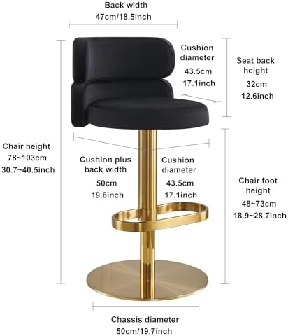 Modern Velvet Bar Stool, Swivel Adjustable Height Kitchen Counter Stool - Image 2