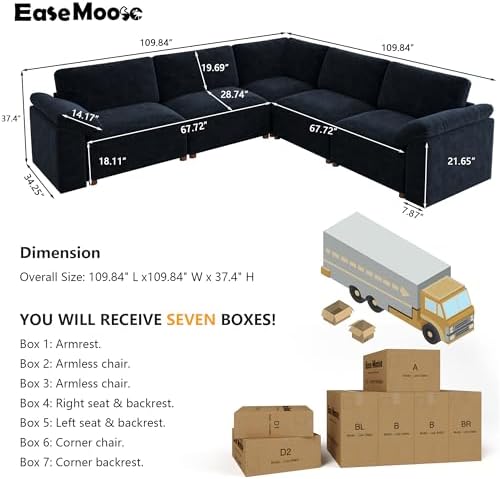 EASE MOOSE Deep Seat Modular Cloud Sofa, Oversized L Shape Sectional Couch - Image 2