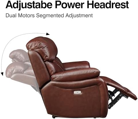 Brown Top Grain Leather Power Recliner Sofa Couch Set - Image 5