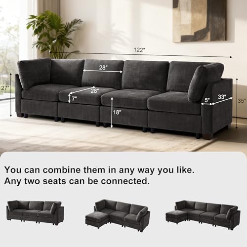 EDILLY 122 inches Oversized Modular Sectional Fabric Cloud Sofa Set, Extra - Image 4