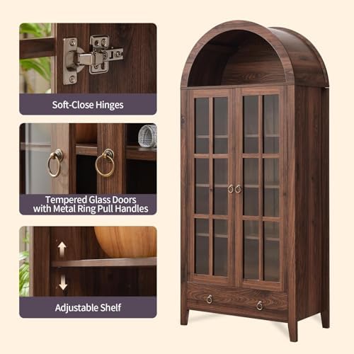 RowyPoey 71" Tall Arched Cabinet Bookshelf - Image 6