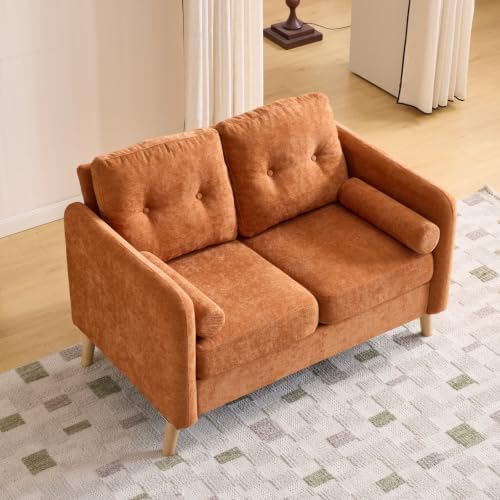 VINGLI 47" Orange 2 Seater Chenille Sofa by VINGLI